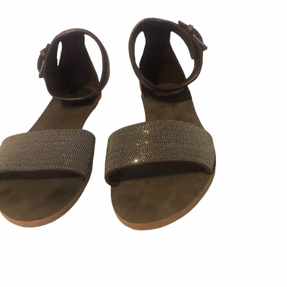 Brunello Cuccinelli Women Monili Tan Leather Sandals NWB Size 37.5